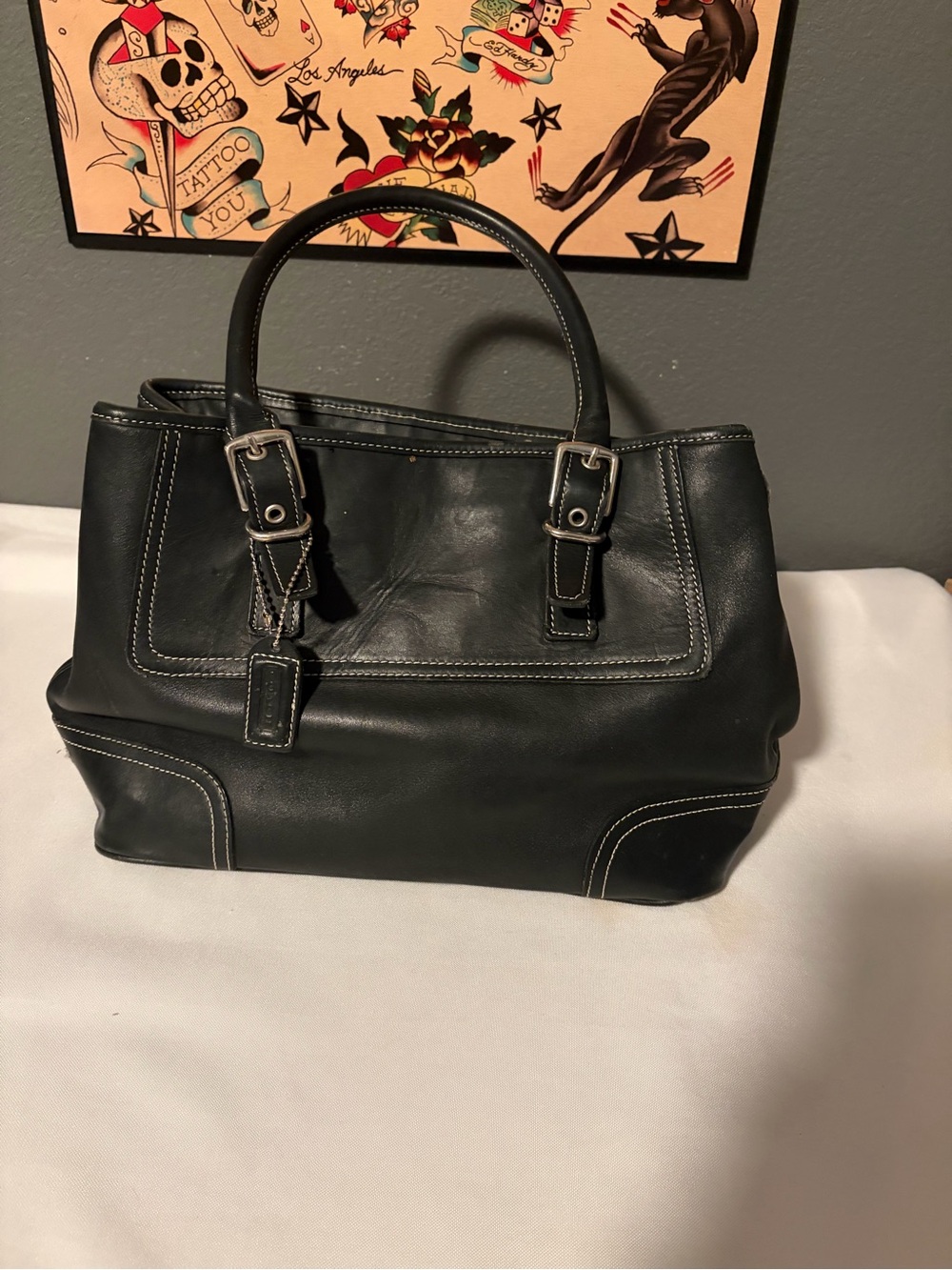 Vintage Coach Hampton’s Leather Buckle Demi Flap Shoulder Bag 7552